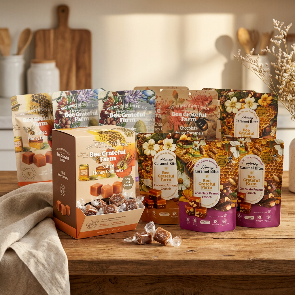 Golden Giver's Caramel Collection (10 Bags + 1 Box) | Bee Grateful